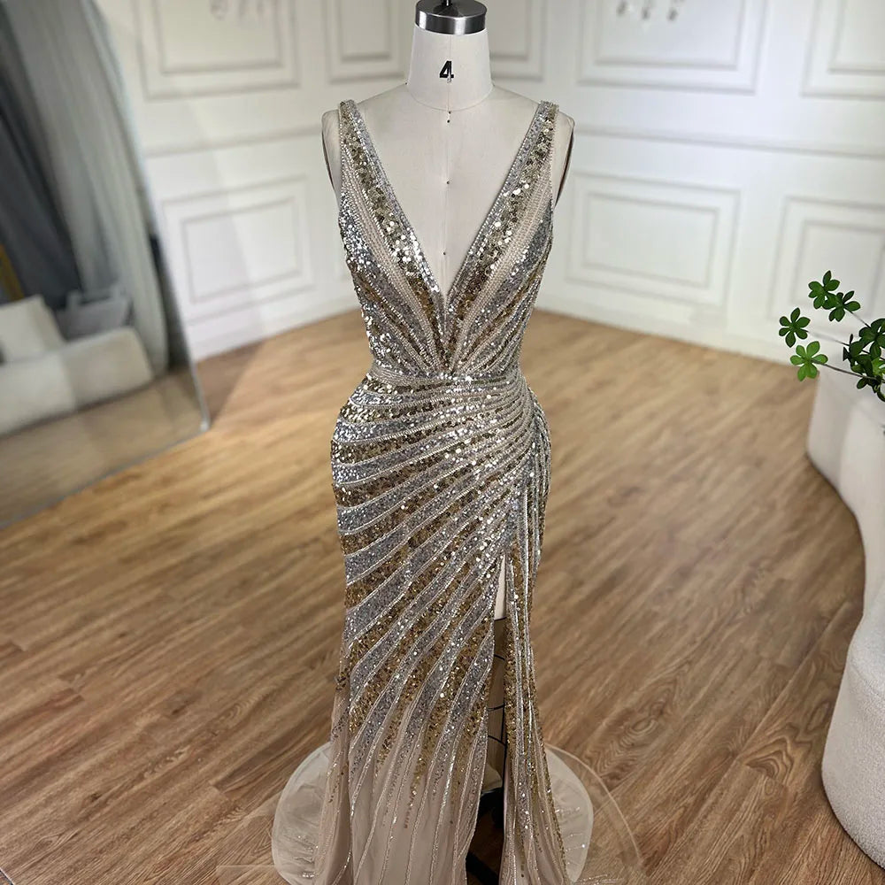Luxury Green Beaded Mermaid Prom Dress with Split LA72613 - SERENE HILL