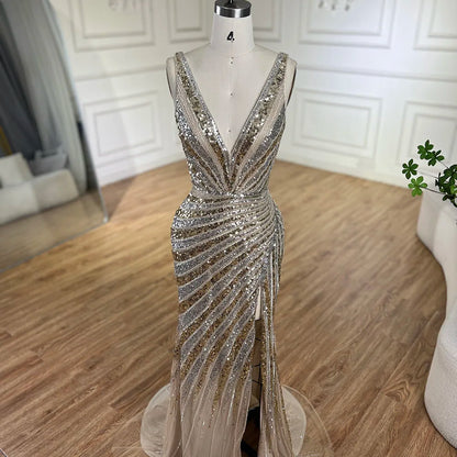 Luxury Green Beaded Mermaid Prom Dress with Split LA72613 - SERENE HILL