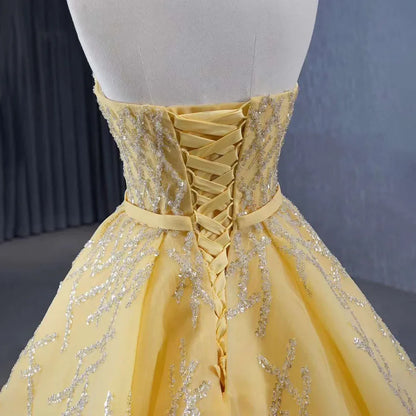 Serene Hill 2025 High End Custom Yellow Lace Beaded Luxury Bridal Dress Wedding Dress HM231017 - SERENE HILL