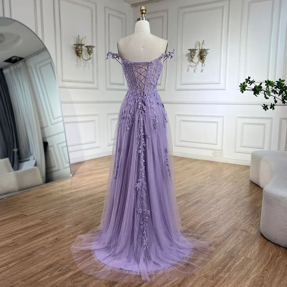 Serene Hill 2025 Lilac Spaghetti Strap Lace-Up Back A-Line Appliqué Pr –  SERENE HILL