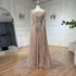 Luxury Designer Blue Beaded Stone Arabic Evening Dress With Cape Sleeve LA72635 - SERENE HILL