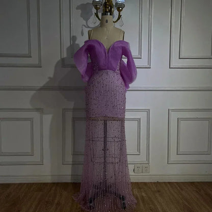 Luxury Lilac Long Evening Dress for Women Wedding Party LA71888 - SERENE HILL