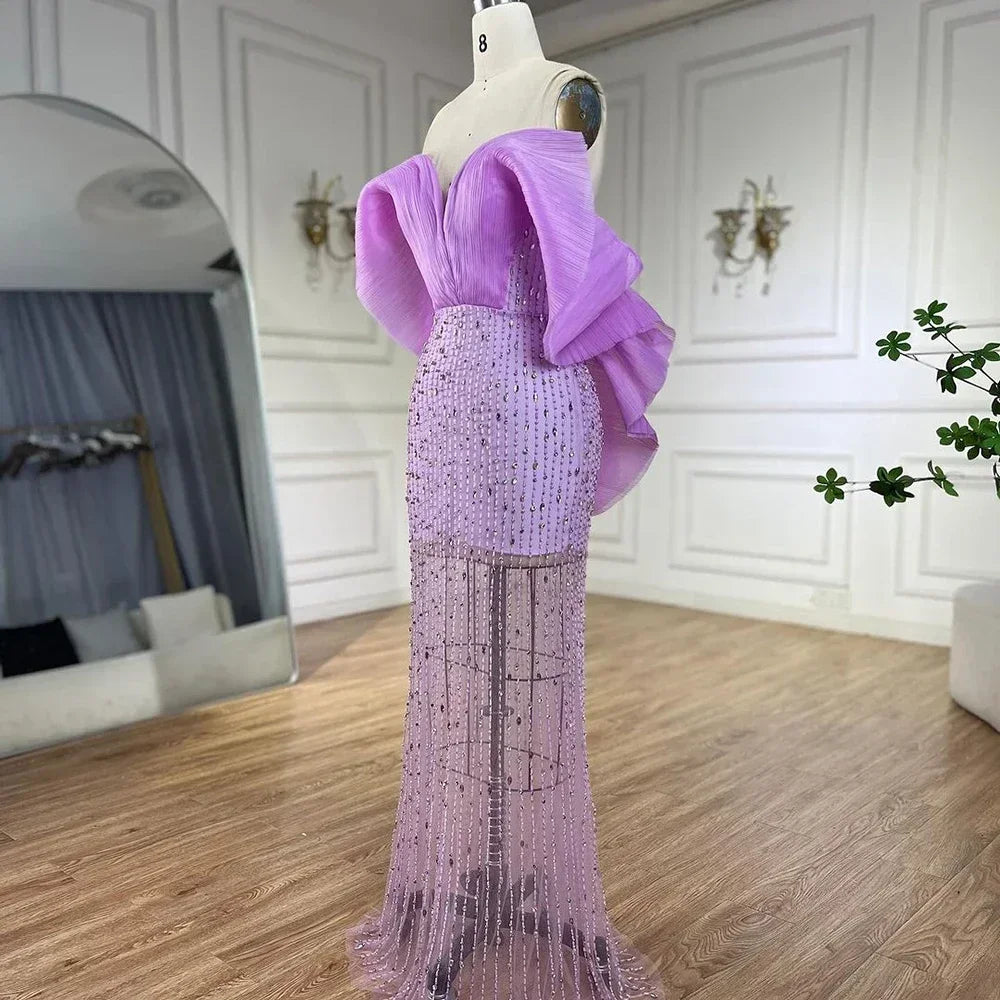 Luxury Lilac Long Evening Dress for Women Wedding Party LA71888 - SERENE HILL