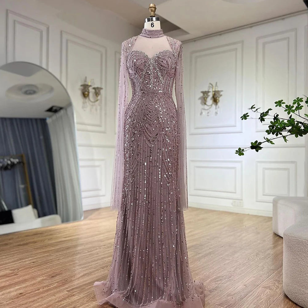 Serene Hill 2025 Luxury Dubai Nude Sweetheart Mermaid Beaded Evening Gowns for Women Party LA72560 - SERENE HILL