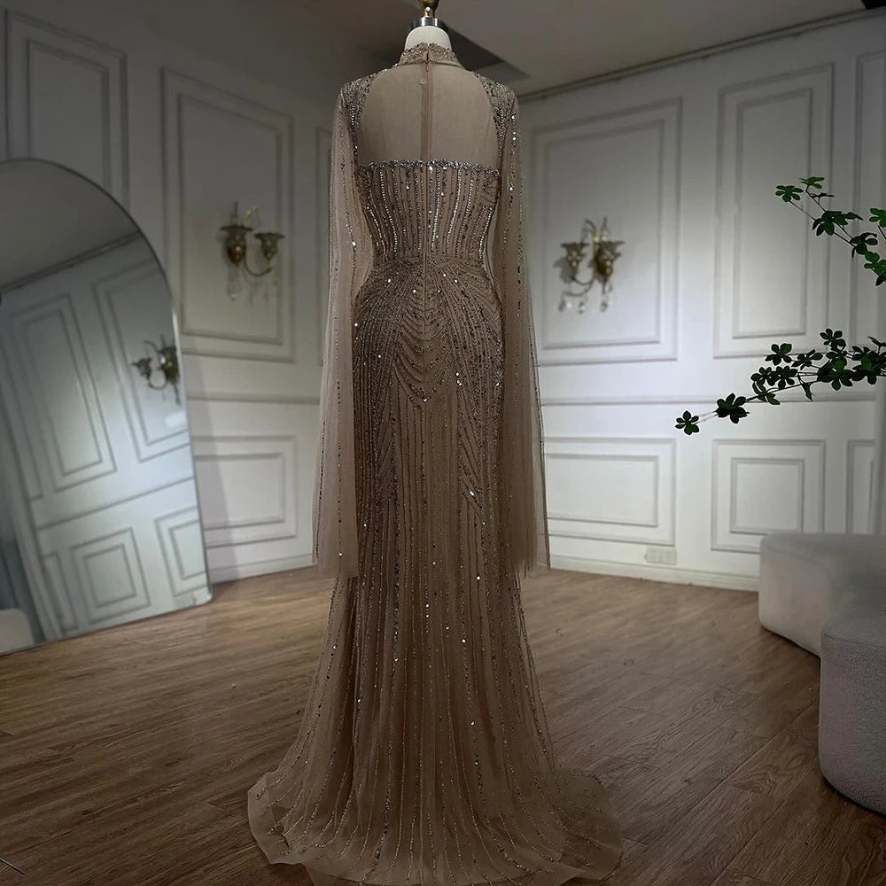 Serene Hill 2025 Luxury Dubai Nude Sweetheart Mermaid Beaded Evening Gowns for Women Party LA72560 - SERENE HILL