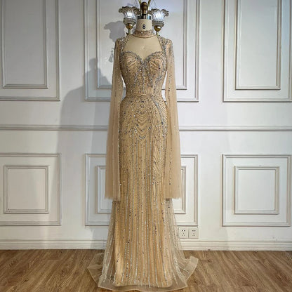 Serene Hill 2025 Luxury Dubai Nude Sweetheart Mermaid Beaded Evening Gowns for Women Party LA72560 - SERENE HILL