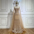 Luxury Nude Beaded Mermaid Evening Dress with Cape LA72711 - SERENE HILL