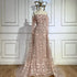 Pink Beaded Mermaid Evening Gown with Overskirt and Appliques LA72641 - SERENE HILL