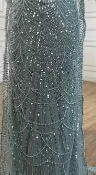 Luxury Dubai Purple One Shoulder Saudi Arabic Evening Gown with Beaded Side Overskirt Dress for Formal Occasion LA72735 - SERENE HILL