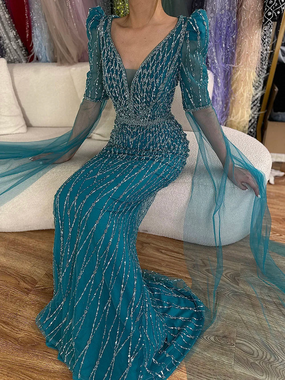 Luxury Fuchsia Evening Dress Mermaid Gown for Formal Occasion LA72774 - SERENE HILL