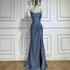 Luxury Dubai Saudi Arabic Blue Elegant Spaghetti Strap Mermaid Long Evening Gown with Split for Formal Occasion LA72720 - SERENE HILL