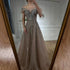 Luxury Dubai Saudi Arabic Gray Beaded Design A-Line Evening Dresses Gowns for Formal Occasion LA72731 - SERENE HILL