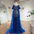 Serene Hill Spaghetti Strap Blue Mermaid Beaded Luxury Evening Dress with Cape Sleeves for Formal Occasion Saudi LA72707 - SERENE HILL