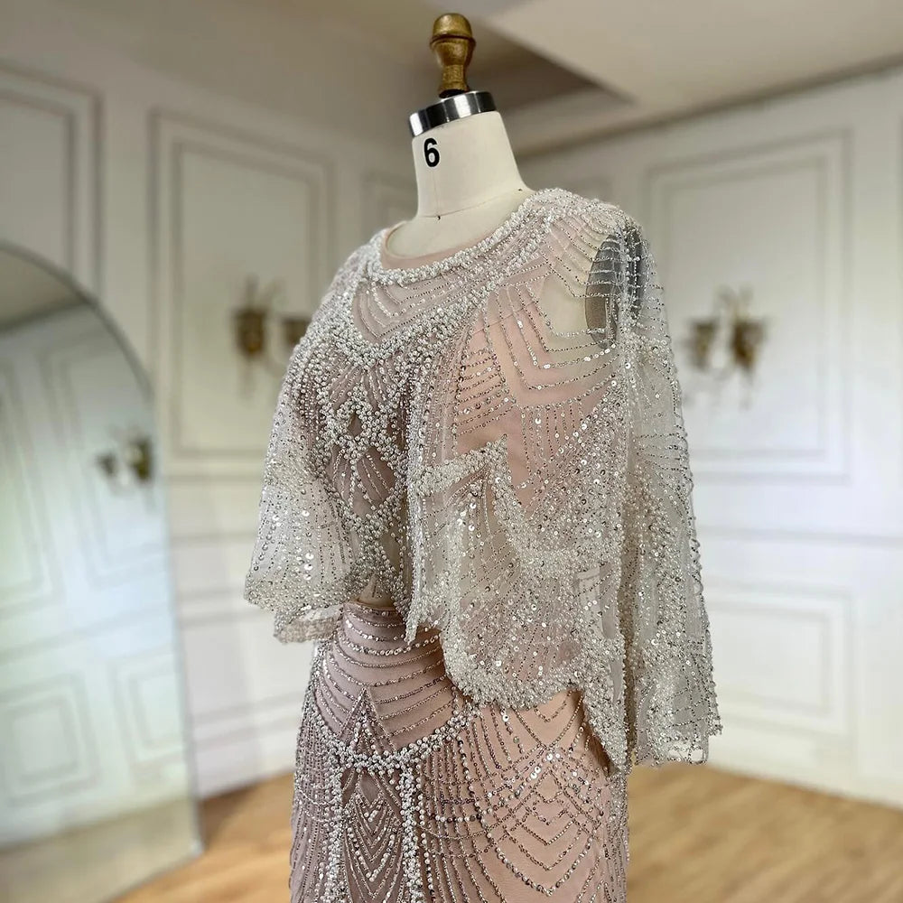 Luxury Beaded Nude Two Pieces Evening Dress LA72462 - SERENE HILL