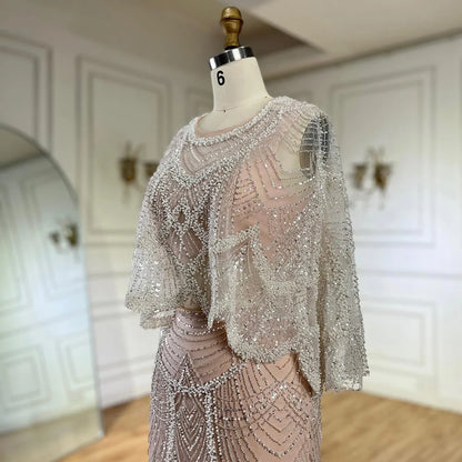 Luxury Beaded Nude Two Pieces Evening Dress LA72462 - SERENE HILL