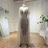 White Nude Beaded Feathers Evening Dress with Cape Sleeves LA72047A - SERENE HILL