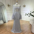 Serene Hill Women Wedding Party Dubai Gowns Nude Illusion Cut Out Lace Beaded Feathers Mermaid Long Evening Dresses LA72394 - SERENE HILL