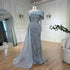 Luxury Designer Nude Crystal Mermaid Evening Dress with Overskirt LA72348 - SERENE HILL