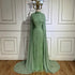 Serene Hill 2025 muslim Sage Green Mermaid Cape Sleeves Beaded Satin Luxury Evening Dresses Gowns for Women Party LA72413 - SERENE HILL
