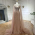 Nude Arabic Beaded Evening Dress Gown with Cape Sleeves LA72814 - SERENE HILL
