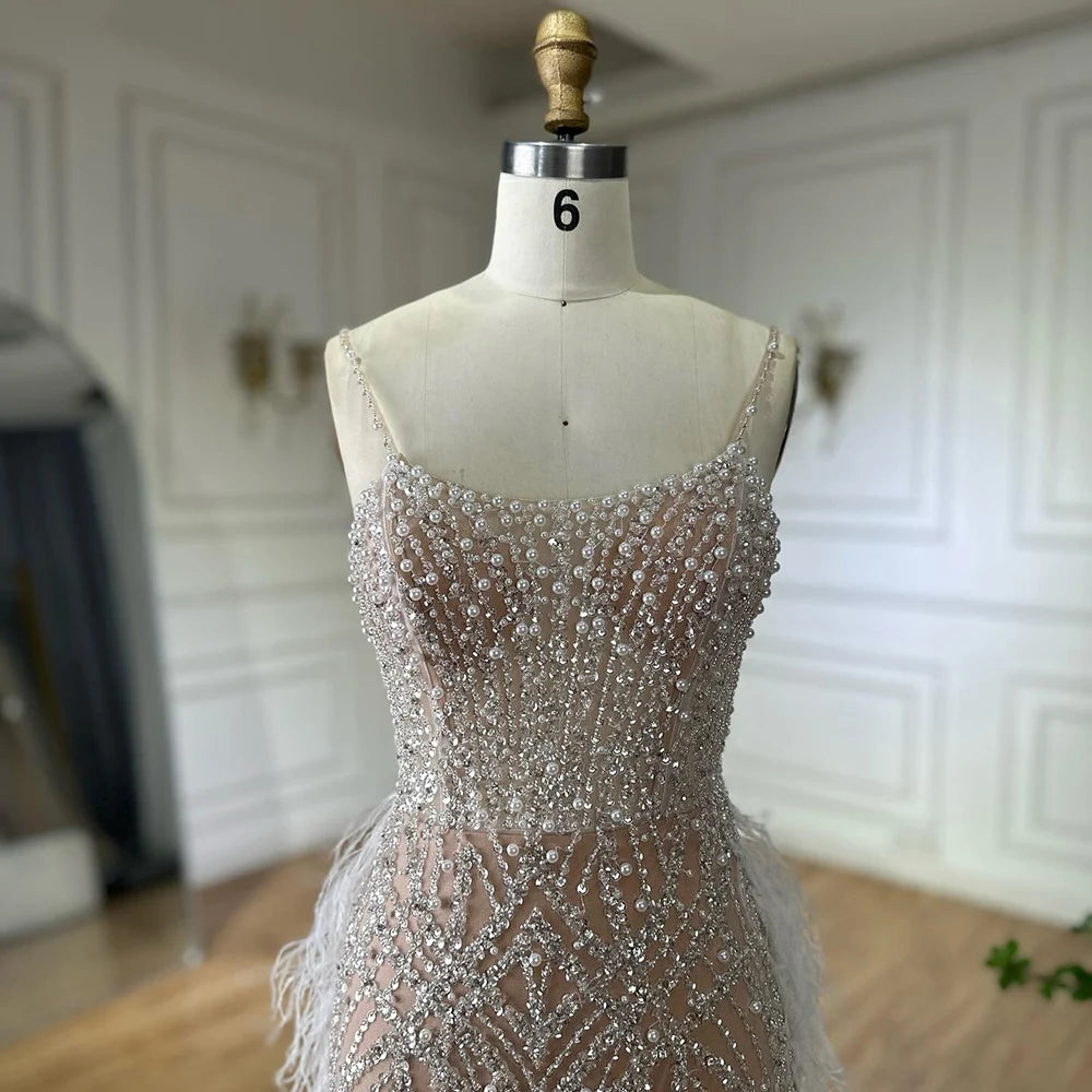 green emerald velvet dress Spaghetti Straps V-Neck Appliques Mermaid White Prom Dress PSK620 US16 / Custom Color main image 1