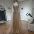 Dubai Luxury Nude Cape Sleeves Beaded Evening Dress LA72575A - SERENE HILL