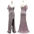 Luxury Dubai Pink One Shoulder Beaded Mermaid Evening Dresses Gowns with High Split for Formal Occasion LA72821 - SERENE HILL