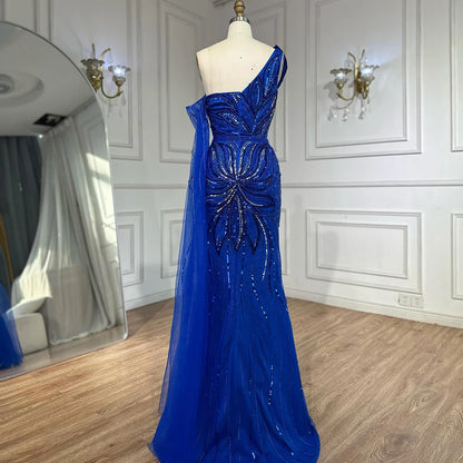Luxury Royal Blue One Shoulder Mermaid Evening Dress LA72869 - SERENE HILL