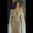 Luxury Dubai Saudi Nude Beaded Mermaid Evening Gown With Detachable Cape Sleeves for Formal Occasion LA72891 - SERENE HILL