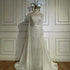 Luxury Dubai White Muslim Mermaid Evening Dress Gown with Detachable Overskirt for Formal Occasion LA72032L - SERENE HILL