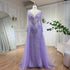 Serene Hill Arabia Lilac Elegant With Overskirt Luxury Beaded Mermaid Evening Dresses Gowns For Women Wedding Party 2025 LA72297 - SERENE HILL