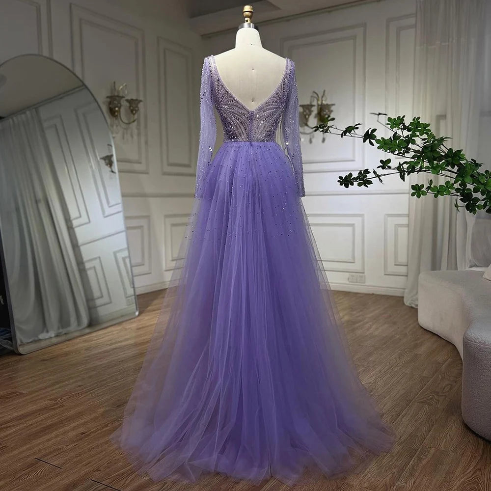 Serene Hill Arabia Lilac Elegant With Overskirt Luxury Beaded Mermaid Evening Dresses Gowns For Women Wedding Party 2025 LA72297 SERENE HILL Serene Hill Arabia Lilac Elegant With Overskirt Luxury Beaded Mermaid Evening Dresses Gowns For Women Wedding Party 2025 LA72297 SERENE HILL