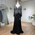 Black Mermaid Dubai Evening Dresses Elegant V-Neck Long Sleeves LA72220 - SERENE HILL