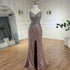 Luxury Classy blue Feathers Beaded Mermaid Prom Dress with Split LA70623 - SERENE HILL