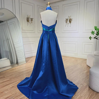 Blue Contrast Turquoise Evening Dress with Overskirt LA72197 - SERENE HILL