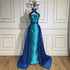 Blue Contrast Turquoise Evening Dress with Overskirt LA72197 - SERENE HILL