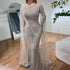 Serene Hill Arabic Blue Mermaid Elegant Cape Sleeves Split Beaded Evening Dresses Gowns For Women Wedding Party 2025 LA72084 - SERENE HILL