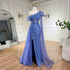 Luxury One Shoulder Blue Evening Dress with Overskirt LA72596 - SERENE HILL
