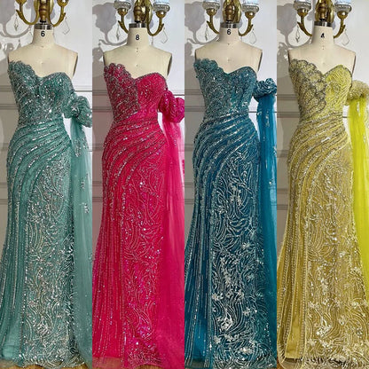 Luxury Beaded Scalloped Blue Evening Dress LA72600 2025 - SERENE HILL