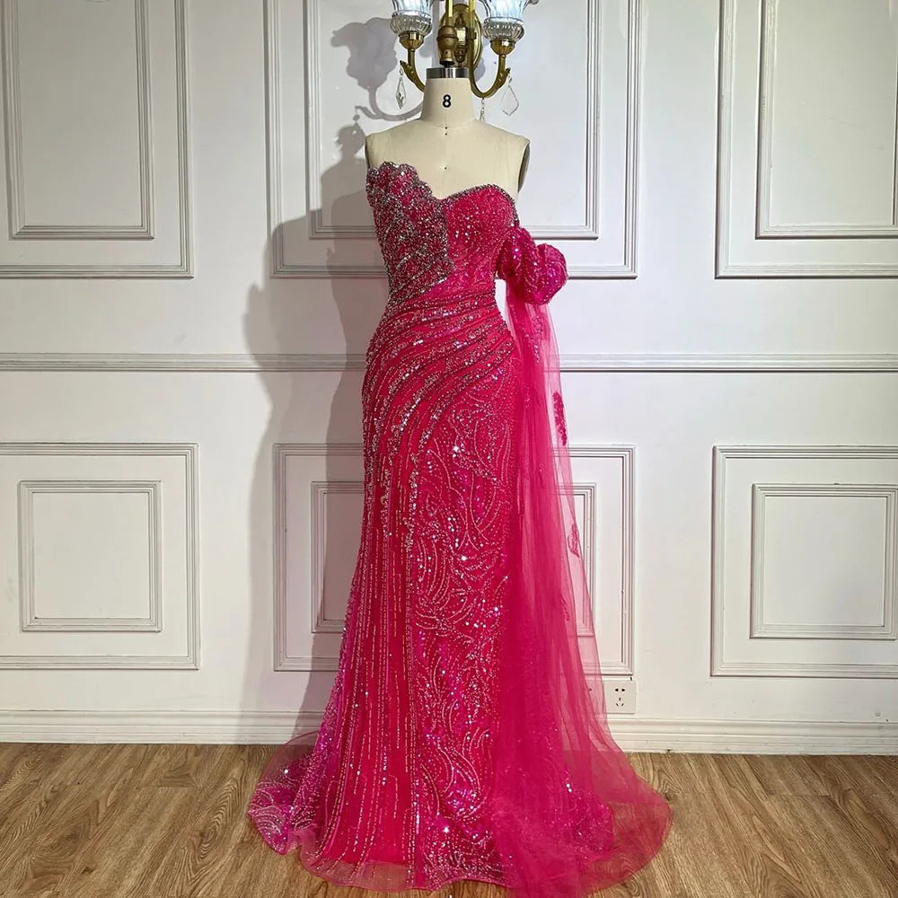 Luxury Beaded Scalloped Blue Evening Dress LA72600 2025 - SERENE HILL