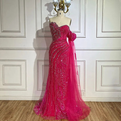 Luxury Beaded Scalloped Blue Evening Dress LA72600 2025 - SERENE HILL