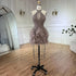Serene Hill Arabic Brown Elegant Short Dresses Beaded Feathers Mermaid Cocktail Gowns 2025 For Women Party Couture LA72549 - SERENE HILL