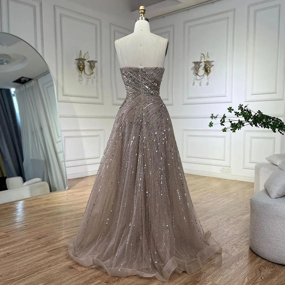 Serene Hill Arabic Caramel A Line Beaded Luxury Dubai Evening Dresses Gowns For Women Wedding Party 2025 LA72563 Caramel / 2 Serene Hill Arabic Caramel A Line Beaded Luxury Dubai Evening Dresses Gowns For Women Wedding Party 2025 LA72563 Caramel / 2