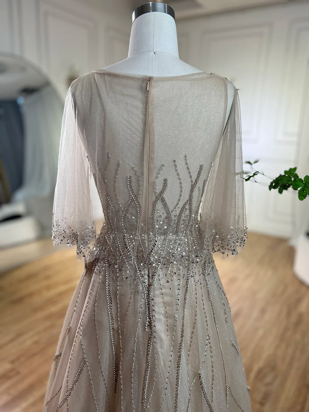 Serene Hill Arabic Caramel A Line Dubai Evening Dresses Gowns 2025 Beaded Luxury For Women Wedding Party LA72252 - SERENE HILL