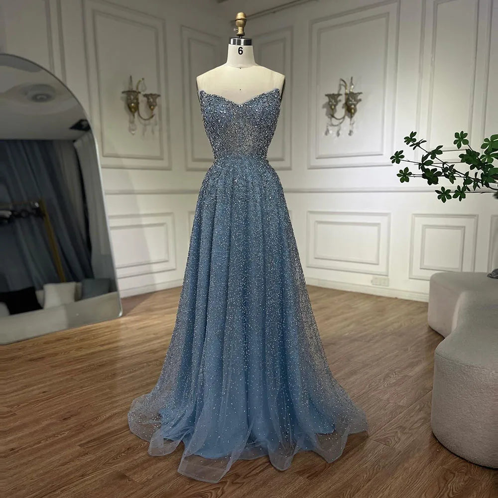 Serene Hill Arabic Caramel A-Line Elegant Luxury Beaded Long Evening Dress for Women - Wedding Party 2025 LA72147 - SERENE HILL