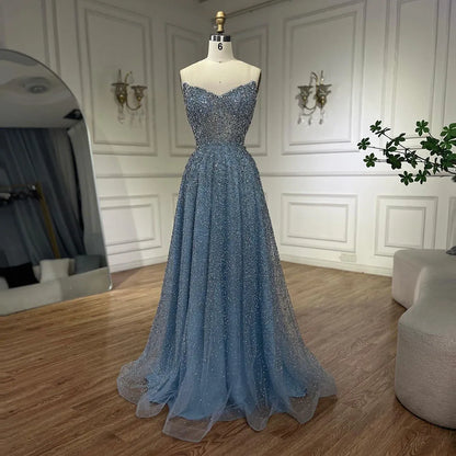 Serene Hill Arabic Caramel A-Line Elegant Luxury Beaded Long Evening Dress for Women - Wedding Party 2025 LA72147 - SERENE HILL