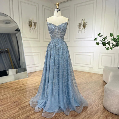 Serene Hill Arabic Caramel A-Line Elegant Luxury Beaded Long Evening Dress for Women - Wedding Party 2025 LA72147 - SERENE HILL