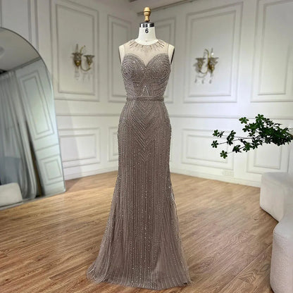 Luxury Nude Mermaid Evening Dress with Cape Sleeve LA72233A - SERENE HILL