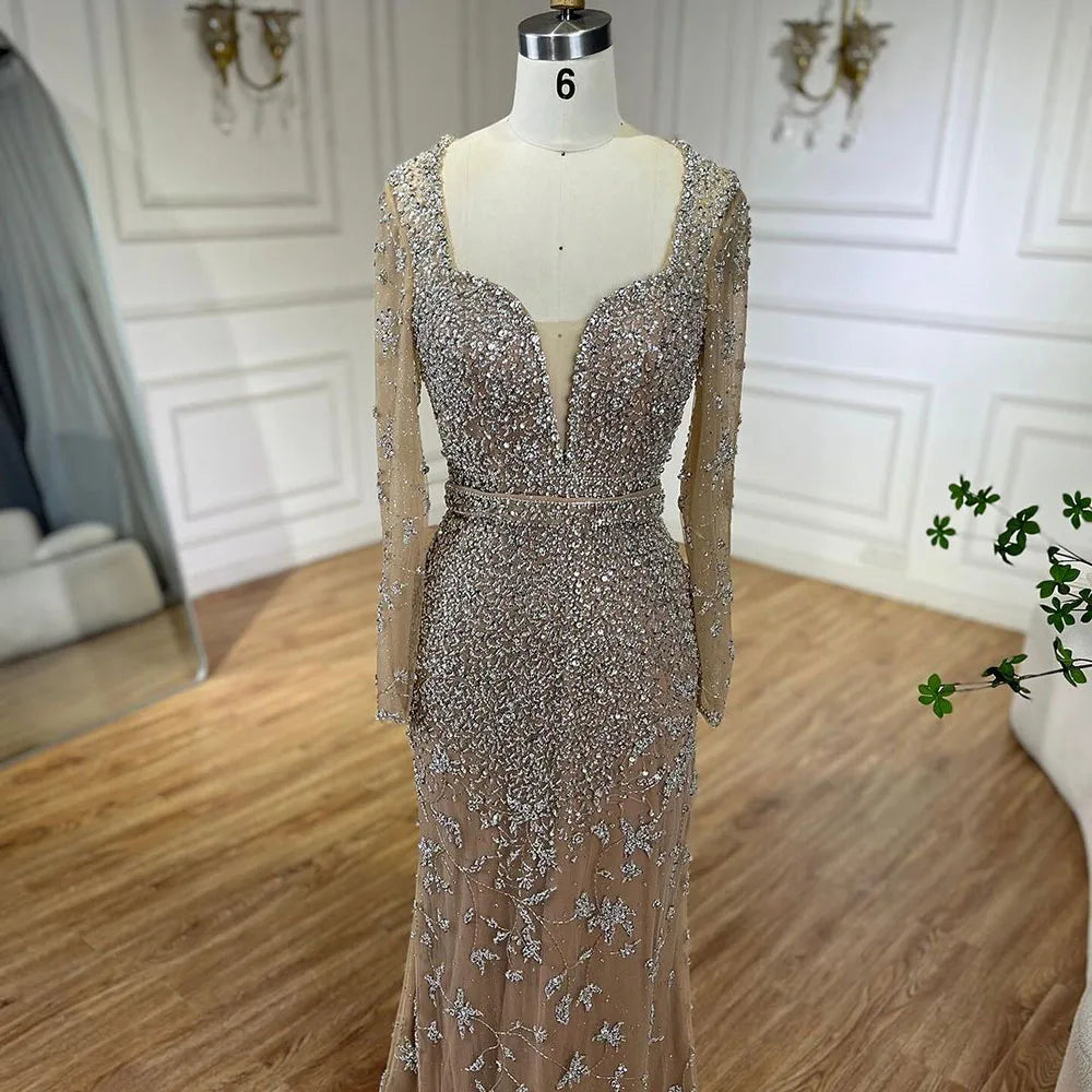 Luxury Caramel Sweetheart Mermaid Evening Dress with Beads LA72465 - SERENE HILL