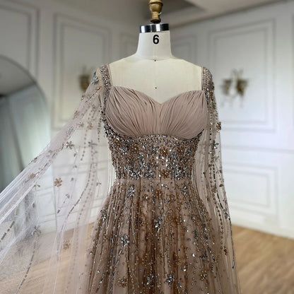 Champagne Dubai Evening Dresses Luxury Women Wedding Party Gown LA72390 - SERENE HILL